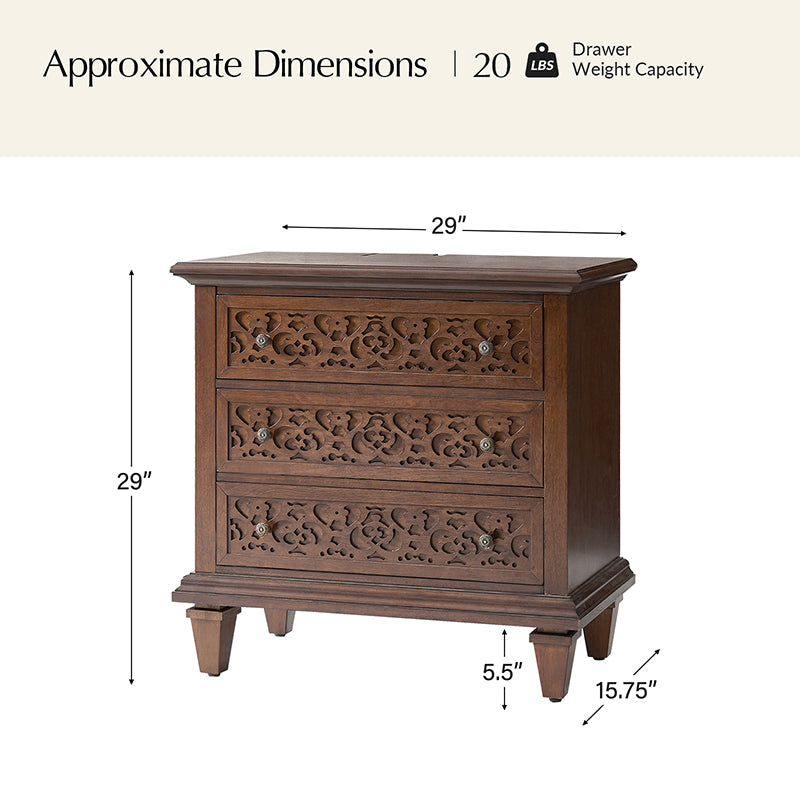 Colombo 3-Drawer End Table with Built-In Outlets(Optional Types)