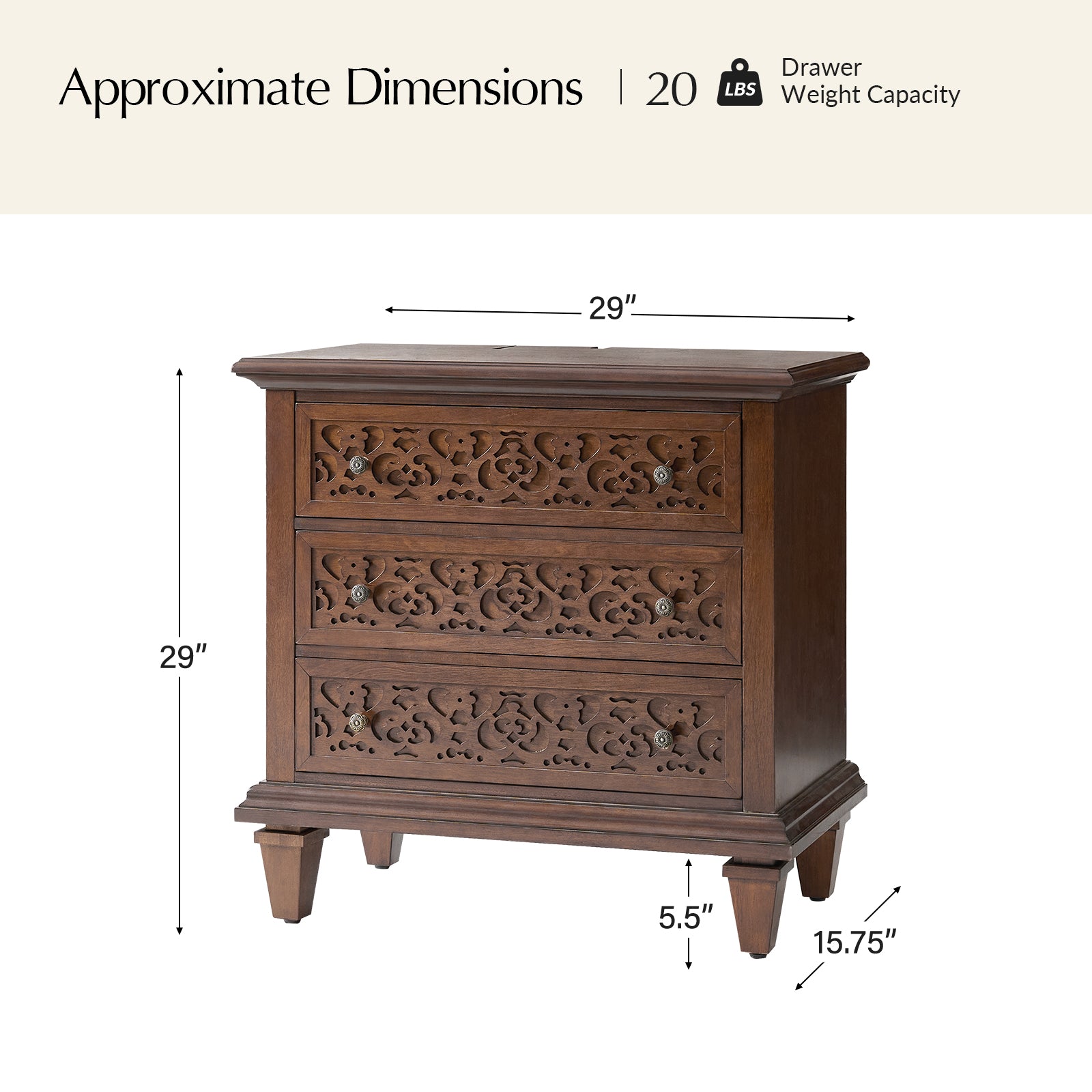 Colombo 3-Drawer End Table with Built-In Outlets(Optional Types)
