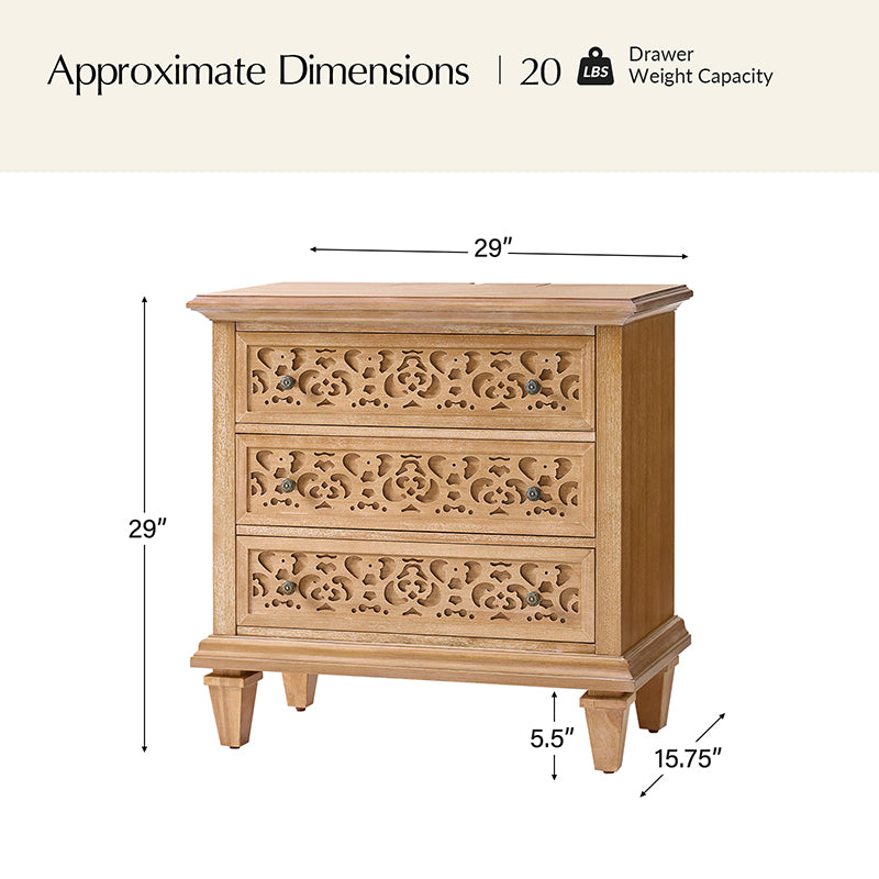 Colombo 3-Drawer End Table with Built-In Outlets(Optional Types)