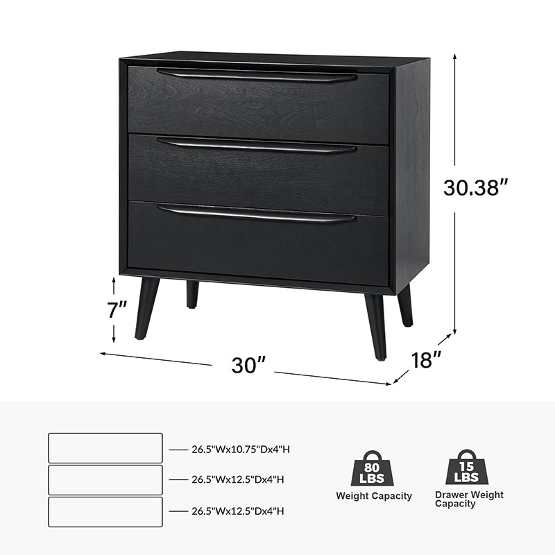 Rebecca 3-Drawer Mid-century Modern Nightstand