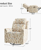Alois Large Floral Swivel And Rocker Power Recliner With Adjustable Headrest