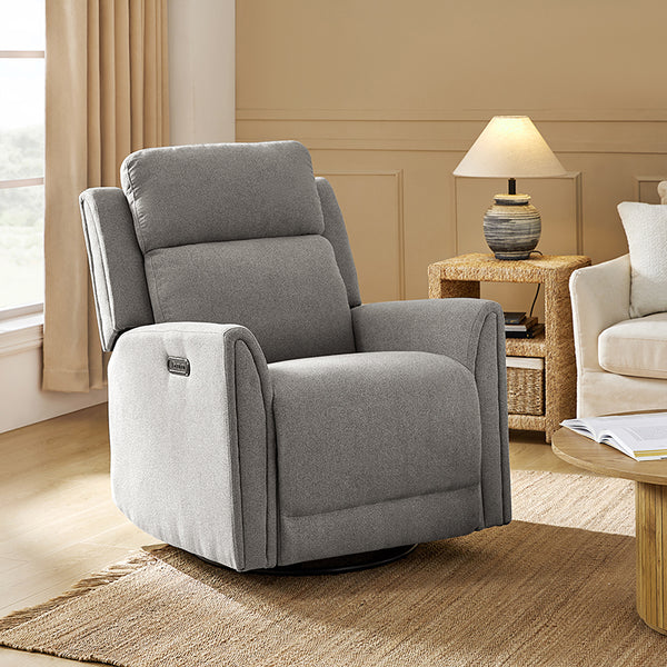 Alois Swivel And Rocker Power Recliner With USB,  Adjustable Headrest and One-Touch Reset