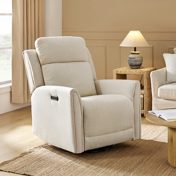 Alois Swivel And Rocker Power Recliner With USB,  Adjustable Headrest and One-Touch Reset