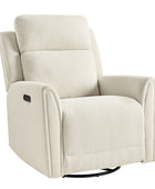 Alois Large Floral Swivel And Rocker Power Recliner With USB,  Adjustable Headrest and One-Touch Reset