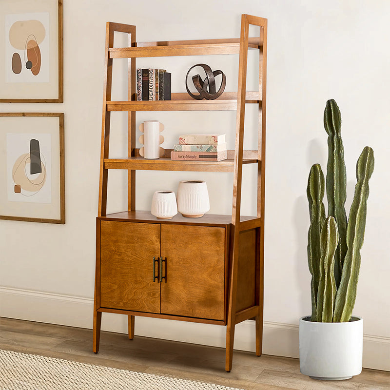 Andre 76" H x 36" W Solid Wood Ladder Bookcase