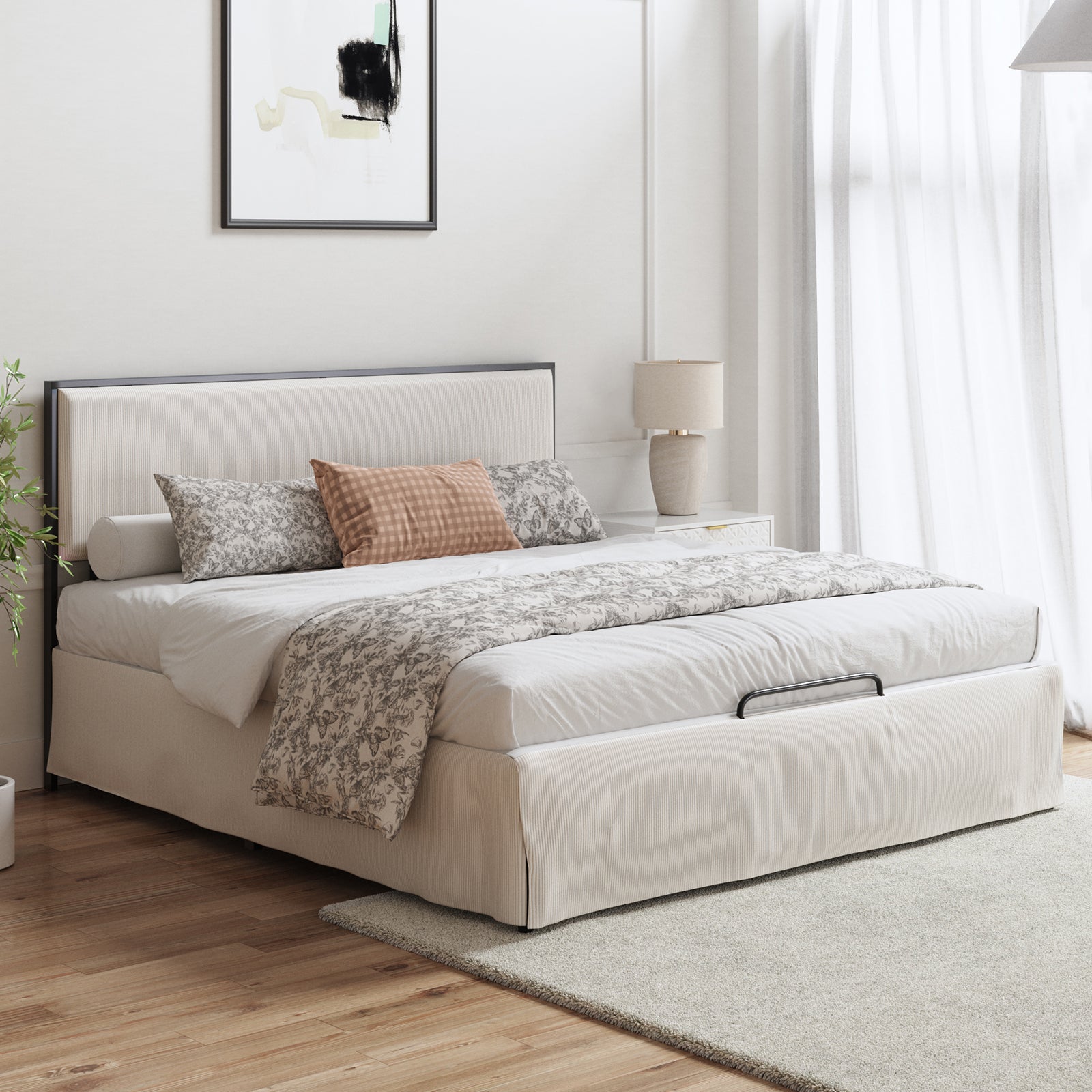 Rosa Upholstered Platform Storage Bed with Bed Skirt