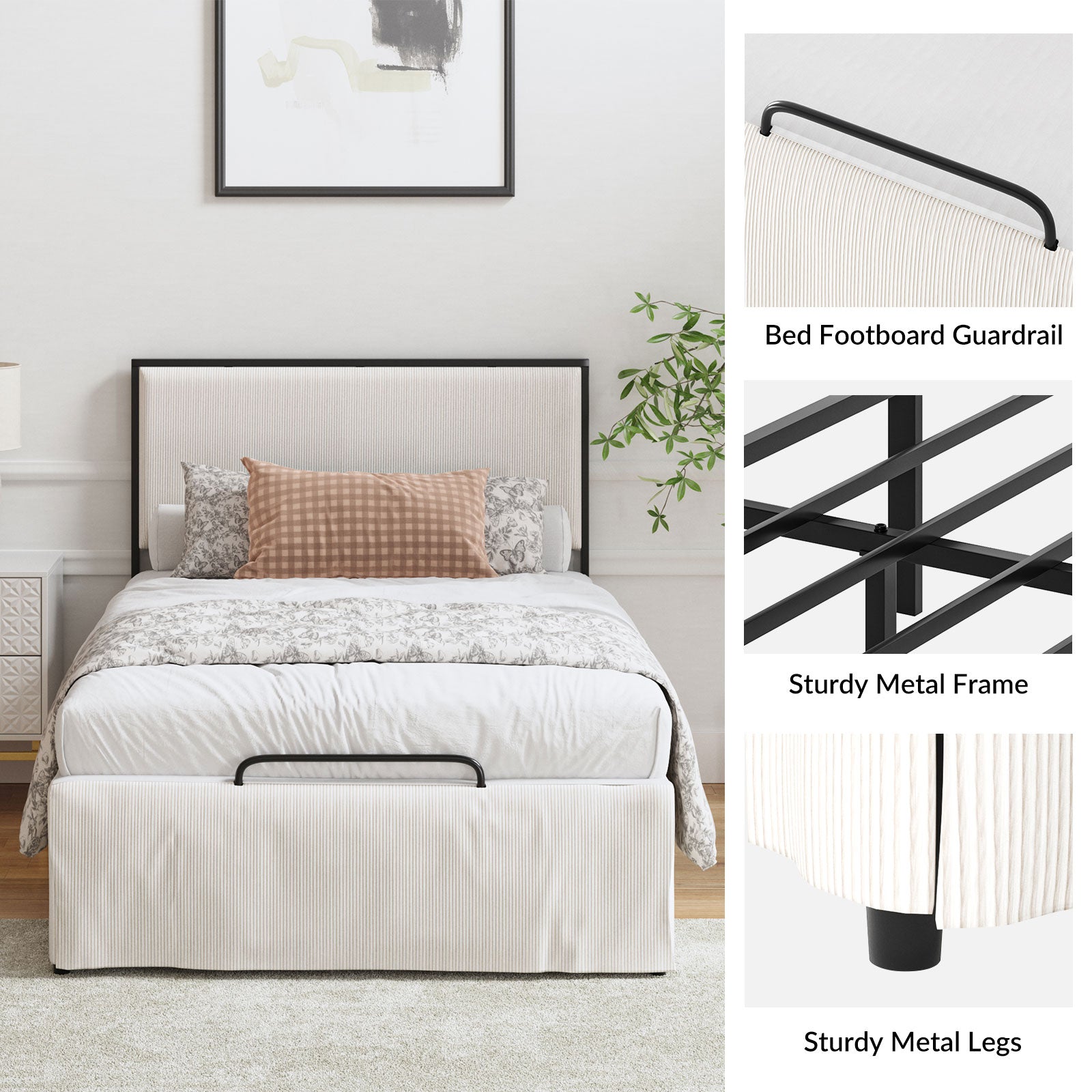 Rosa Upholstered Platform Storage Bed with Bed Skirt