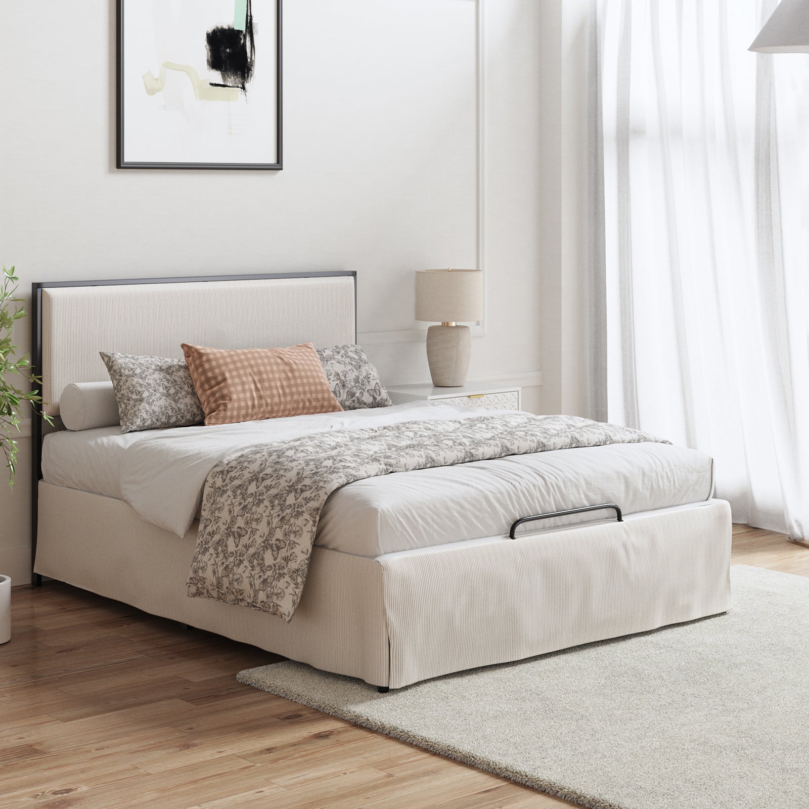 Rosa Upholstered Platform Storage Bed with Bed Skirt