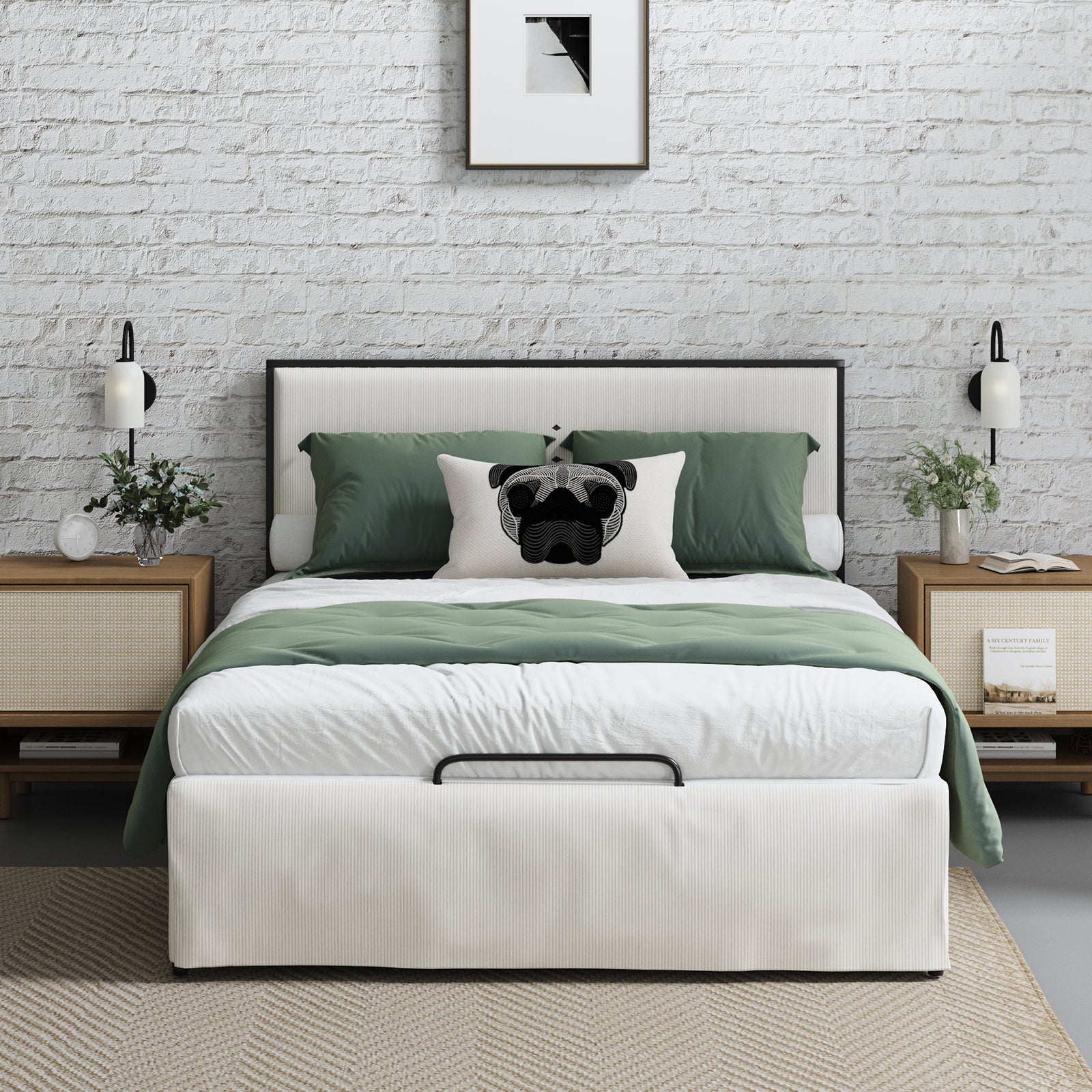 Rosa Upholstered Platform Storage Bed with Bed Skirt