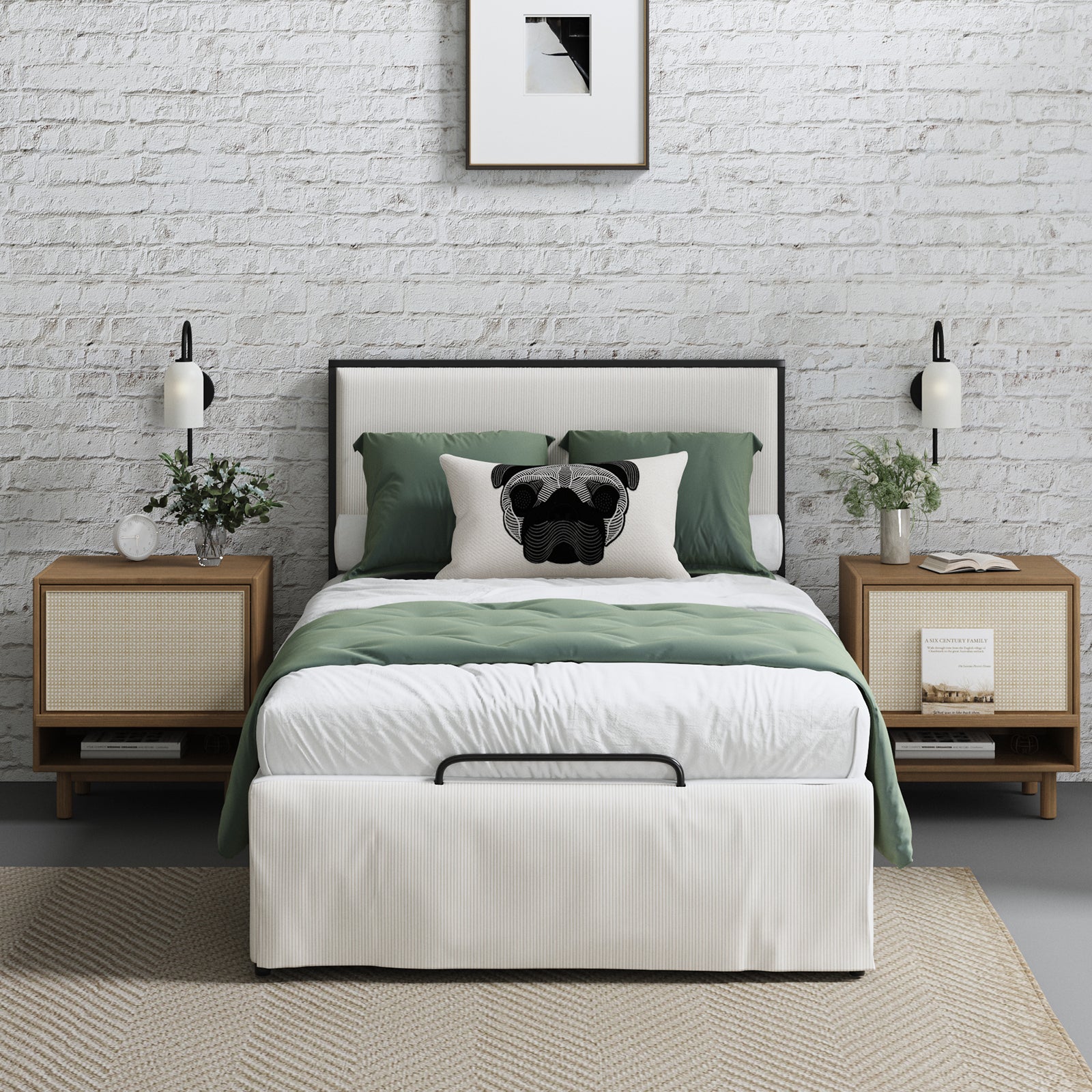 Rosa Upholstered Platform Storage Bed with Bed Skirt