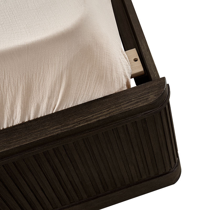 3-Piece Modern Fluted Solid Wood Bedroom Set with Oak Texture