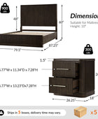 3-Piece Modern Fluted Solid Wood Bedroom Set with Oak Texture