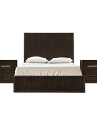 3-Piece Modern Fluted Solid Wood Bedroom Set with Oak Texture