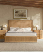 Verral 3-Piece Modern Fluted Solid Wood Bedroom Bundle with Oak Texture