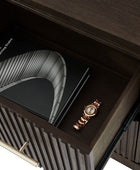 3-Piece Modern Fluted Solid Wood Bedroom Set with Oak Texture