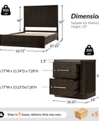 3-Piece Modern Fluted Solid Wood Bedroom Set with Oak Texture