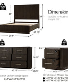 4-Piece Modern Fluted Solid Wood Bedroom Set with Oak Texture