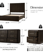 4-Piece Modern Fluted Solid Wood Bedroom Set with Oak Texture