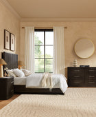 4-Piece Modern Fluted Solid Wood Bedroom Set with Oak Texture