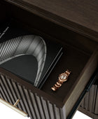 4-Piece Modern Fluted Solid Wood Bedroom Set with Oak Texture