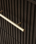 4-Piece Modern Fluted Solid Wood Bedroom Set with Oak Texture