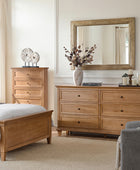 4-Piece Transitional Solid Wood Bedroom Set with 6-Drawer Dresser