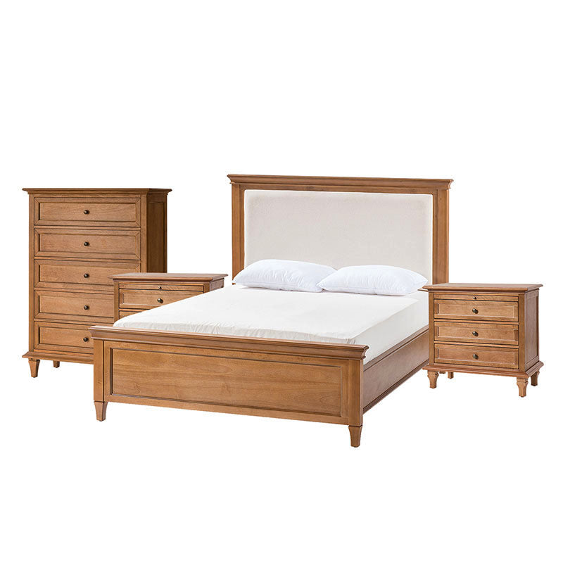 4-Piece Transitional Solid Wood Bedroom Set with 5-Drawer Dresser