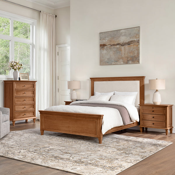 4-Piece Transitional Solid Wood Bedroom Set with 5-Drawer Dresser