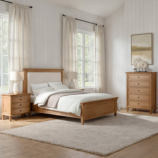 4-Piece Transitional Solid Wood Bedroom Set with 5-Drawer Dresser