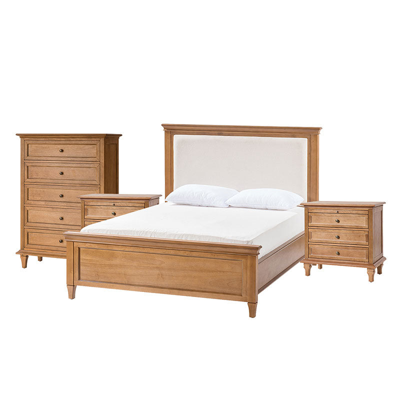 4-Piece Transitional Solid Wood Bedroom Set with 5-Drawer Dresser
