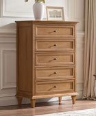 4-Piece Transitional Solid Wood Bedroom Set with 5-Drawer Dresser