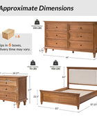 4-Piece Transitional Solid Wood Bedroom Set with 6-Drawer Dresser