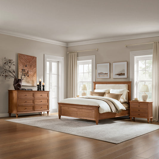 Mornay 4-Piece Transitional Solid Wood Bedroom Bundle with 6-Drawer Dresser