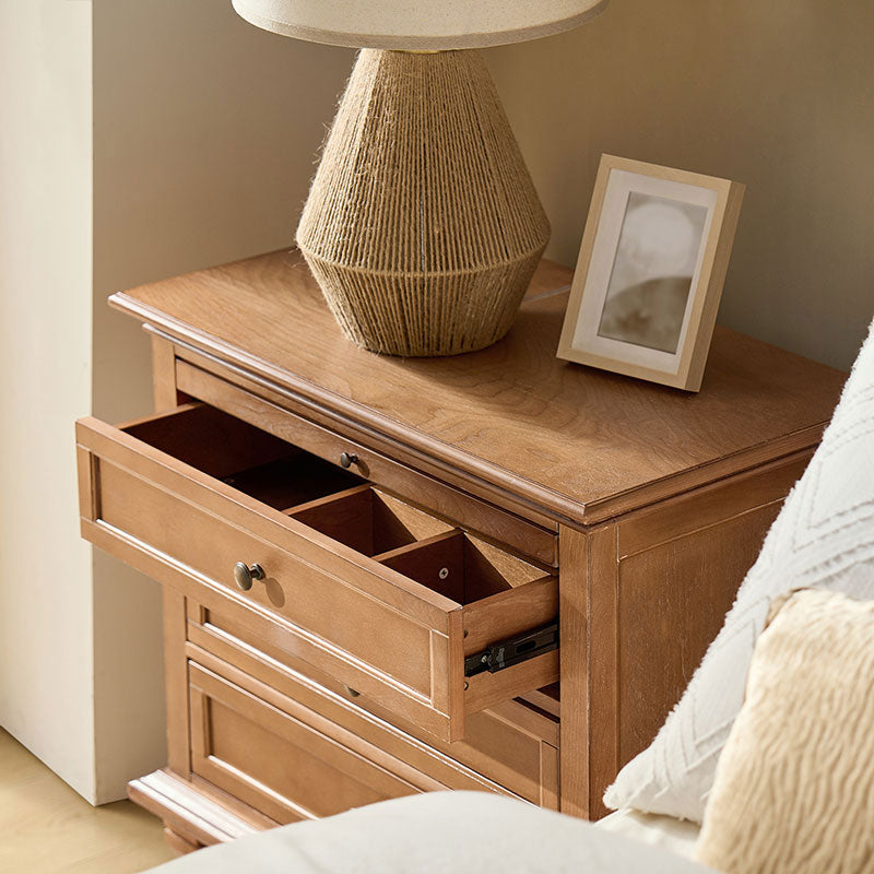 4-Piece Transitional Solid Wood Bedroom Set with 6-Drawer Dresser