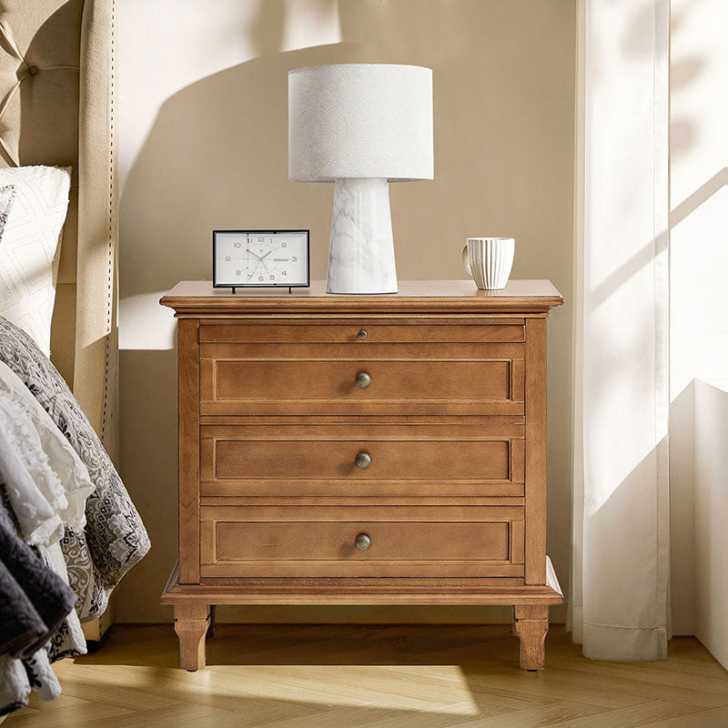 4-Piece Transitional Solid Wood Bedroom Set with 6-Drawer Dresser