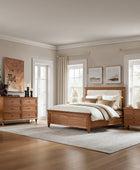 4-Piece Transitional Solid Wood Bedroom Set with 6-Drawer Dresser
