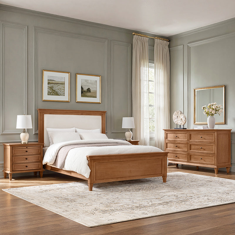 Mornay 4-Piece Transitional Solid Wood Bedroom Set with 6-Drawer Dresser