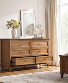 4-Piece Transitional Solid Wood Bedroom Set with 6-Drawer Dresser