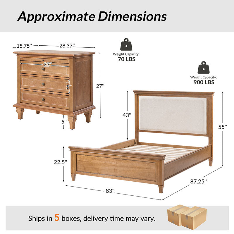 3-Piece Transitional Solid Wood Bedroom Set
