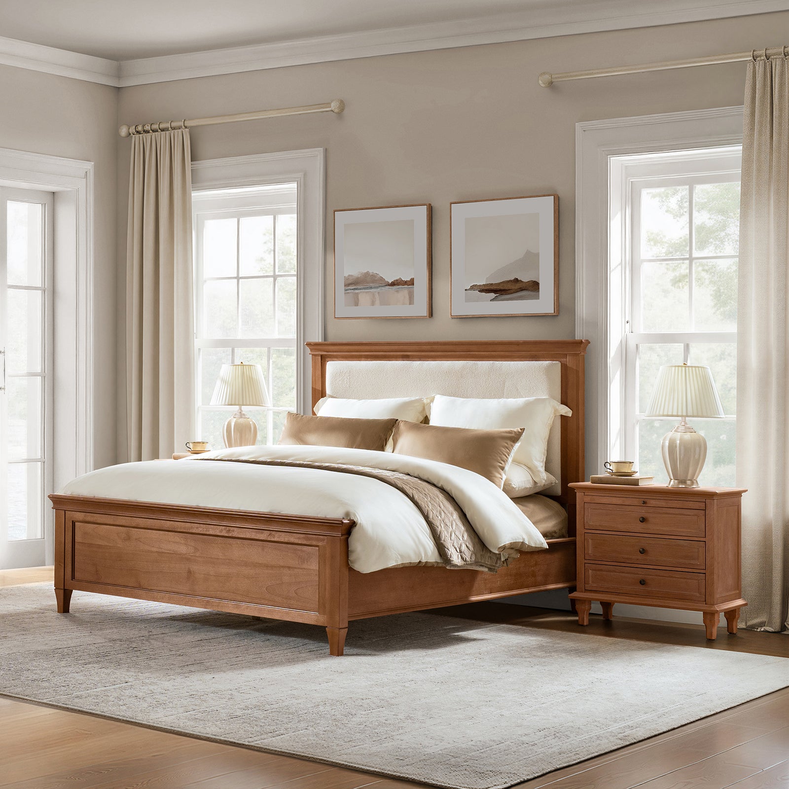 3-Piece Transitional Solid Wood Bedroom Set