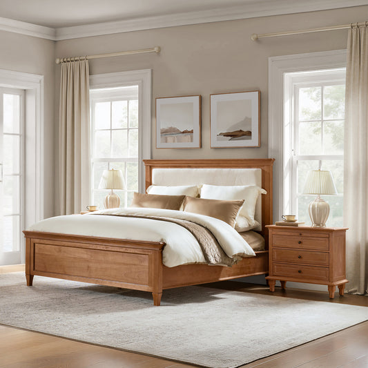 Mornay 3-Piece Transitional Solid Wood Bedroom Set with Nightstands