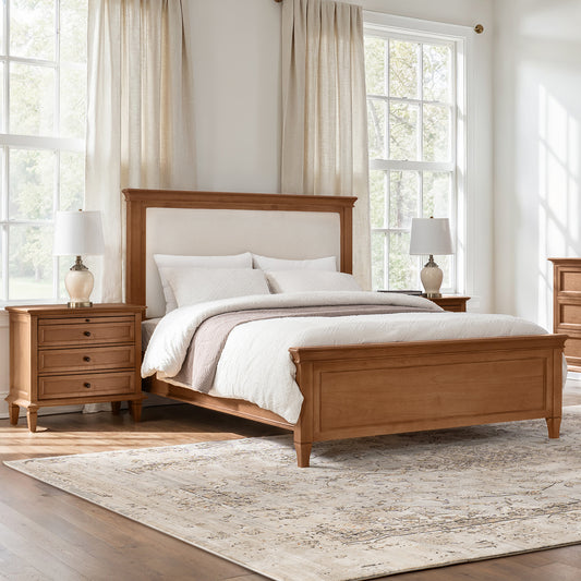 3-Piece Transitional Solid Wood Bedroom Set with Nightstands