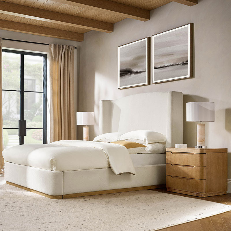 Brandon Modern 3-Piece Bedroom Set with Wingback Bed & Nightstands