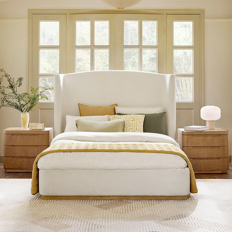 Brandon Modern 3-Piece Bedroom Set with Wingback Bed & Nightstands