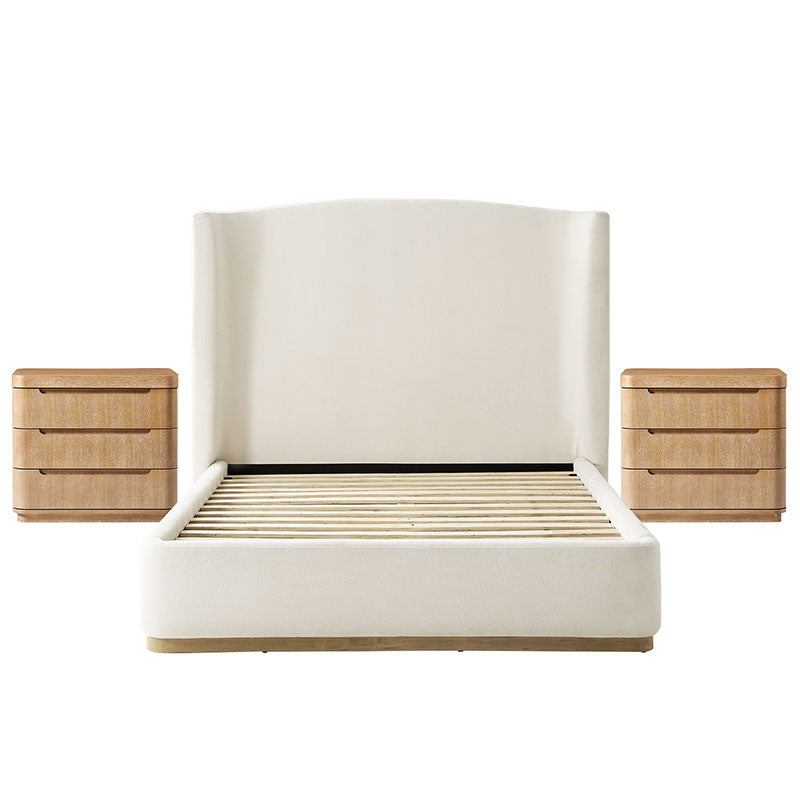 Brandon Modern 3-Piece Bedroom Set with Wingback Bed & Nightstands