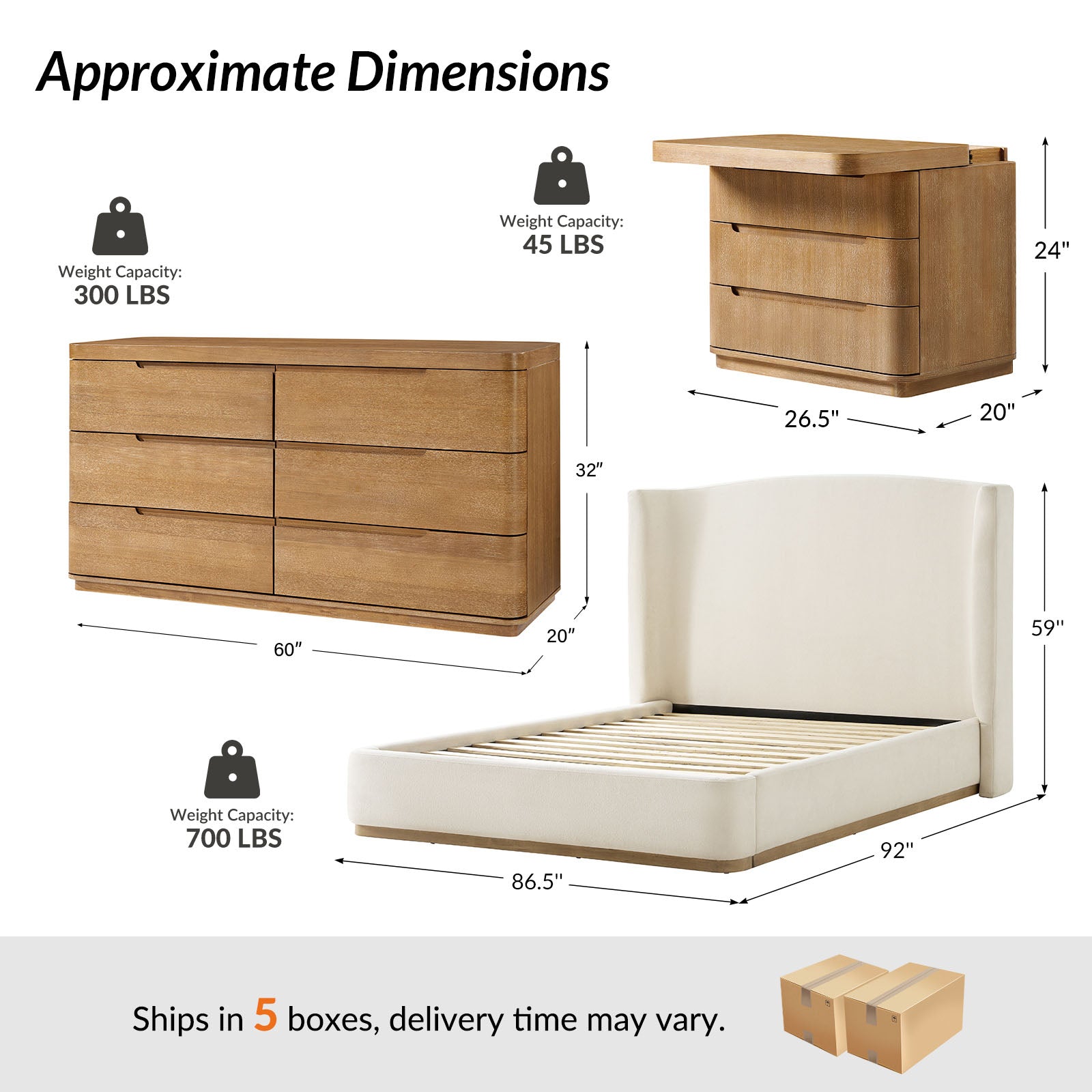 Brandon Modern 4-Piece Bedroom Set with Dresser