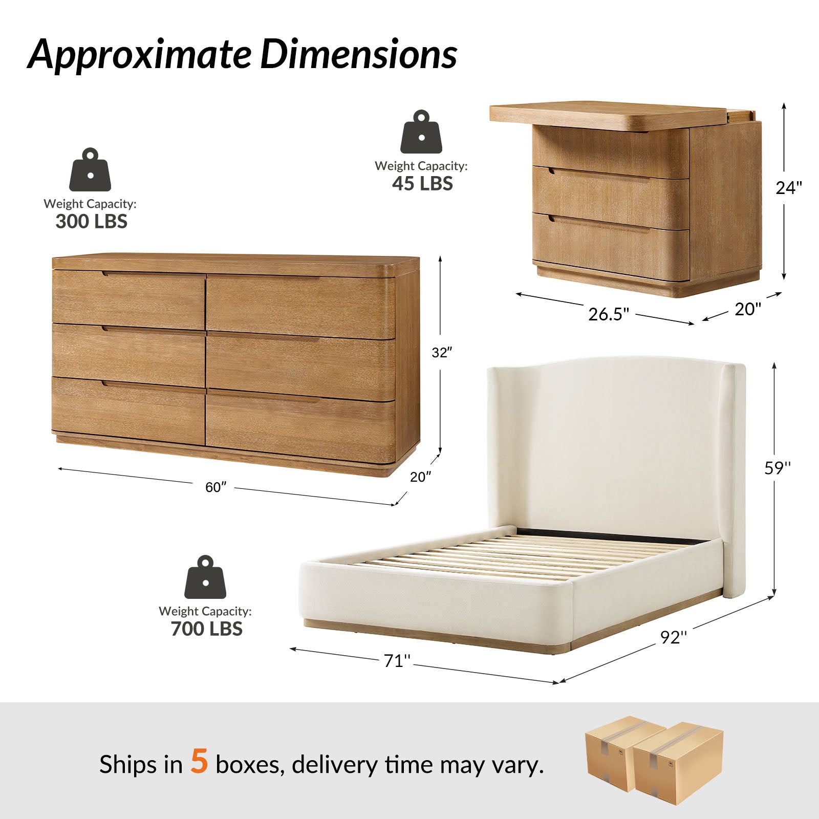 Brandon Modern 4-Piece Bedroom Set with Dresser