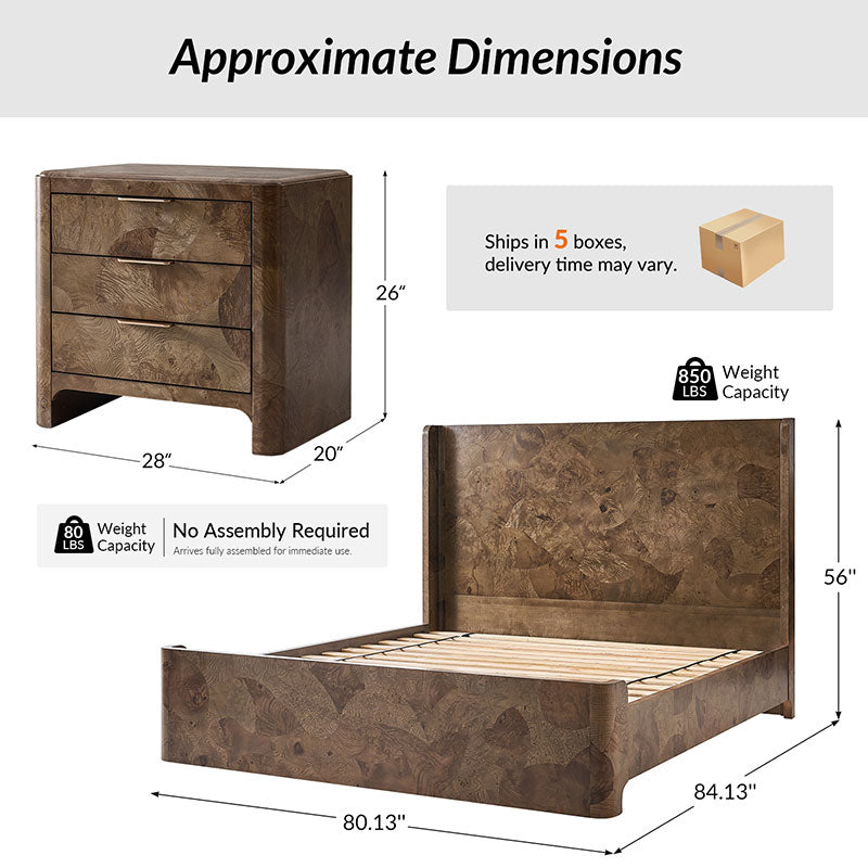 Virel 3-Piece Modern Marquetry Bedroom Set