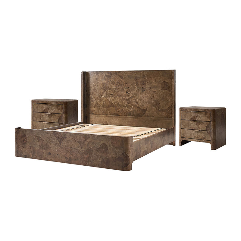 Virel 3-Piece Modern Marquetry Bedroom Set