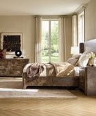 Virel 4-Piece Modern Marquetry Bedroom Set with 6-Drawer Dresser